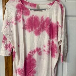 Hayden Pink and White Tie-Dye Long Sleeve Top